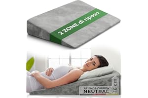 WELL B4 Cuscino antireflusso adulto da Lettura con Memory Foam [con 2 zone di distensione] sollevatore ergonomico, a cuneo per letto, divano per gambe e Schiena, cuscino reflusso gastroesofageo