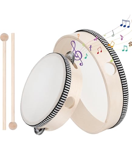 Tamburello World Rhythm 25.4 Cm - Con Battente, Legno Naturale - Foto 6