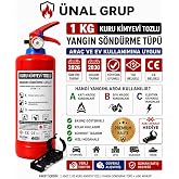 &Uuml;nal Grup 1 kg Kuru Kimyevi Tozlu Yangın S&ouml;nd&uuml;rme T&uuml;p&uuml;, KKT ABC, T&Uuml;VT&Uuml;RK Onaylı, Ara&ccedil; ve Ev Kullanımına Uygun