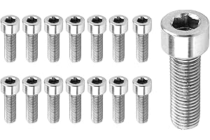 NANGILO Stem Bolts, 15 pcs M5 x 20mm Bike Bolts, Bike Stem Bo lts, Bicycle S tem Bo lts, B ike Caliper B olts, Bicycle Caliper Screw, Brake Cage B olts Replacement for Road Mountain B ike, Silver