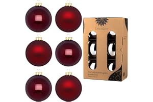 DecoLite: Glass Christmas Tree Baubles Diameter 10 cm (Pack of 6) Bordeaux Matt / Glossy