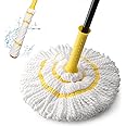 Self-Wringing Twist Mop for Floor Cleaning, Long Handled Microfiber Floor Mop with Top Scouring Pad for Kitchen, Hardwood, Restaurant, Bathroom, Garages, Warehouses, Office, 57-inch