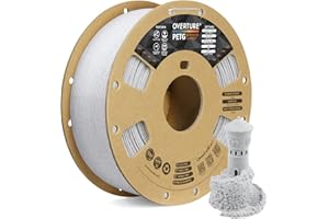 OVERTURE Filamento PETG 1.75mm para Impresoras 3D, Perfectamente Enrollado Filamento Resistente y Duradero, Carrete de Cartón 1kg (2.2lbs), Compatible con la Mayoría de Impresoras FDM (Blanco Roca)