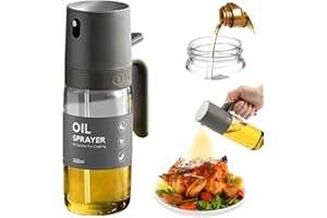 FOENWOEN Pulverizador Aceite 250 ml, Spray de Cocina para Freidora Aire, Vaporizador de Cristal, para Cocinar, Barbacoa, Hornear(Gris)