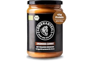 Löwenanteil - 100% Bio-Eintopf ERDNUSS CURRY - 570g Glas - Proteinreiches Bio-Fertiggericht mit veganen Hühnchen & cremiger Erdnussbutter - Ohne Zuckerzusatz & Glutenfrei