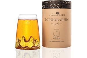 Alaskan MAKER Vetro lungo 450 ml - Vetro cristallino di alta qualità soffiato artigianalmente con le montagne in rilievo | Cocktail, birra o soft