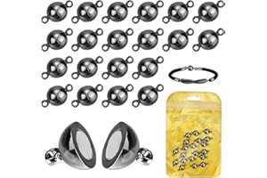 MOAMUN Pack of 20 Magnetic Clasp Bracelets, 6 mm Round Magnetic Clasp Chain, Clasps for Bracelets Jewellery Chain Clasp for Necklaces Anklets Jewellery Making DIY Crafts (Black 6 mm)