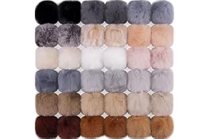 BQTQ 36 Stück Bommel für Mütze, Pompons Kunstfell Fellbommel Kaninchenfell Fellbommel Fellpompon für Tasche Anhängern Schlüsselanhänger Dekoration, 18 Farben