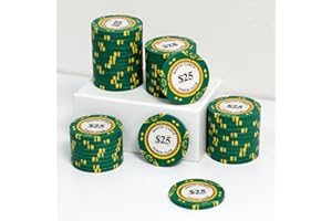JIESITE 14 Gram Clay Poker Chips Monte Carlo Poker Chips Casino Grade Poker Chip Numbered Chips and Blank Chips for Texas Hold'em, Blackjack Poker Games Pack of 50 Pieces