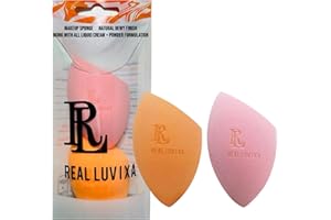 REAL Luvixa Éponge de maquillage – Éponge de teint hypoallergénique sans latex pour fond de teint, anti-cernes, poudre et blush – Design ergonomique avec mousse de haute qualité – Lot de 1 (1 x 2