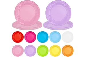 Nswayy 100pcs Platos Desechables de Papel Coloridos para Fiestas y Navidad - Redondos de Cartón para Regalos de Reyes Magos