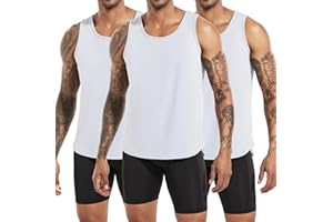 Boyzn 3 Pack Men's Cotton Vests Tank Tops, Athletic Workout Muscle Tank Tops, Breathable Sports Gym Vests Tops for Men, Fitness Bodybuilding Sleeveless T-Shirts for Training Running Basketball