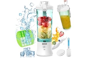 ‎AMICOOL Mixer Smoothie Maker To Go, Mini Standmixer Tragbar mit 6-Klingen Edelstahl, Enstafter mit Reisedeckel, USB Portable Blender Elektrisch 600ml Bottle, Mixer Shaker Slushy Maker Wasserdichter