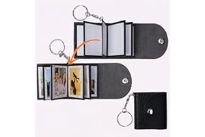 UNIQICON Mini Porte-clés Photo, Petit Porte-Clés Personnalisé en Cuir avec 10 Photos, Mini Album Photo Portable, Porte-Image, Cadeaux Photo Personnalisés Pour Famille, Couples, Fête des mères, Anniversaire