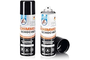 Tonis SCHIMMELSCHOCK 5.0 Antimikrobielle Spezialfarbe zur Schimmelbekämpfung für ca. 3,0 qm Anstrich | Sprühfarbe mit antibakterieller Wirkung, wissenschaftliche Wirksamkeit [weiss, 2x 300 ml]