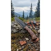 SKNIV Karbon &Ccedil;elik Outdoor Kamp Palası 38cm K&ouml;k Ceviz Saplı YZ-32
