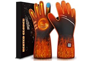 eventek Gants Chauffants Fins pour Homme et Femme,7.4V 6400mAh Gants Électriques à Batterie Rechargeable,Gant Chauffant d'hiver USB Écran Tactile pour Vélo, Ski