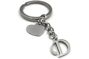 EVEMATE Schlüsselanhänger Buchstabe mit Herz | A-Z Buchstaben | Handmade | Edelstahl Anhänger | Namen Initiale Geschenk Partner Geburtstag Freund Freundin Mutter Vater