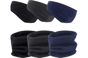 TUPARKA 6 Pcs Fleece Ear Warmers Headband Neck Warmer Set Winter Headbands Neck Gaiter for Men and Women Winter Outdoor Sports and Daily Wearing, 3 Colors