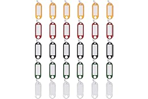 M&H-24 30 sztuk breloczków do kluczy, z tworzywa sztucznego, z pierścieniem, wymienne etykiety w kolorze czarnym, czerwonym, żółtym, białym, zielonym