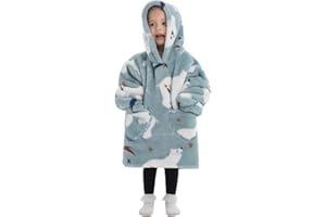 Pterygoid Sweat à Capuche Enfant, Pull Plaid Oversize pour Filles et Garçons, Super Douce Chaude Capuchon Sherpa Peluche à Manches TV pour Tout-Petit 3-6 Ans