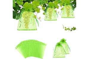 AOIUENOK Sachet Protection Raisin,50 pièces Sac Protection Fruits,Sac Protection Raisin 15cm x 20cm,Jardin Plant Fruits Protection Sac,avec Cordon Contre Guêpe Drosophile Scarabées Oiseaux (15cm*20cm)