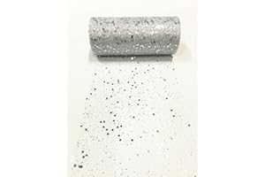 CAIIBTNTGB 15cm x 22,8m paillettes tulle tessuto rotolo esagono paillettes tessuto rete bobina tutù gonna Bady doccia festa di nozze decorazione di compleanno (Bianco)