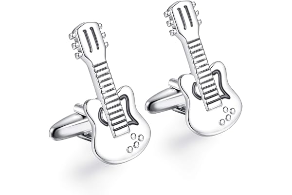 HONEY BEAR Bouton De Manchette Guitare Argent Homme Chemise Poignet Col En Mariage Cadeau