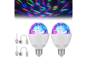 PRITOK 2Pcs 360° Rotating Magic Ball Light Bulb with Sockets: LED RGB Stage Light E27 Bulbs, Colorful Disco Party Lights, Disco Light Bulb for Home Karaoke Christmas Halloween Decor, Birthday