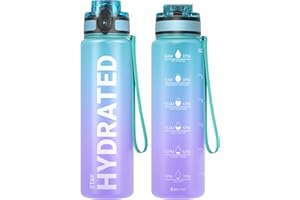 Sahara Sailor Botella de agua motivacional de 500 ml/750 ml/1000 ml, botella de bebidas deportivas con tapa para beber y cerrar, a prueba de fugas, sin BPA, para gimnasio, escuela, ciclismo (1