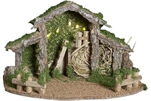 FEERIC CHRISTMAS - Décoration Crèche de Noël décorée et Lumineuse 5 LED H 22.5 cm