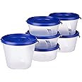 Amazon Brand - Solimo Nestable & Stackable Polypropylene Container Set, Round, Set of 6, Blue