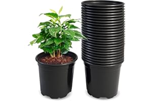 RAOOKIF 25pcs Nursery Pots 6 Inch, Flexible Plastic Plant Pots with Drainage Holes, Round Nursery Pot for Plastic Plants, Seed Starting Pots Flower Pots (6 Inch)