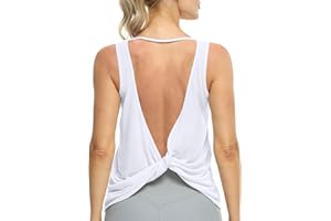 icyzone Femme Débardeur de Sport sans Manches Yoga Shirt Dos Ouvert Gym Exercice Running Tank Tops