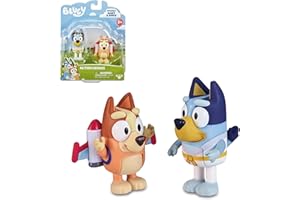 Bluey - Pack 2 Figuras Heroes, Figuras articuladas de Las protagonistas de la Serie, muñecos de Super héroes, Juguetes de la Serie Infantil, con Bingo, Famosa (BLY69100)