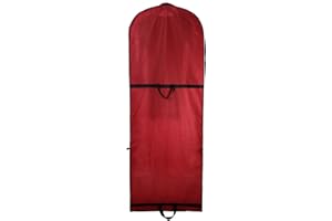 TUKA-I-AKUT TUKA Transpirable Funda de ropa, 180 cm x 65 cm Bolsa de Ropa Protector para vestidos de novia o de fiesta, trajes, abrigos. 2 accesorios bolsillos, Bolsa portatrajes, rojo oscuro, TKB1001 darkred
