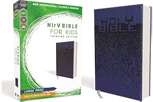 NIrV, Bible for Kids, Large Print, Leathersoft, Blue, Comfort Print: Thinline Edition