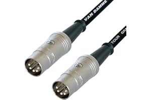 VAN DAMME, REAN Van Damme Midi Lead. 5 Pin Din PHANTOM POWER Synth, Interface, Foot Switch Cable (6m, Black)