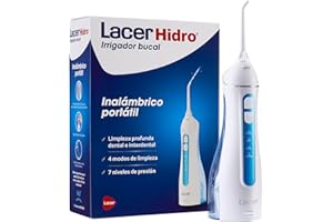 LACER HIDRO - Irrigador Bucal Portátil e Inalámbrico, con 2 Recambios, Limpieza Interdental Rápida y Eficaz, 4 Modos de Limpieza, 7 Niveles de Presión, Diseño Ergonómico y Compacto
