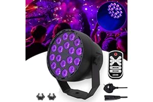 FEELGLAD Uv Disco Stage Light, 54W 18LED DMX512 UV LED Party Black Light, Remote Control & Sound Activated, 7 Lighting Modes & 4 Control Modes, IR Remote Control for Glow Party Theater DJ Stage Lighting