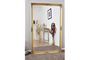 MirrorOutlet X Large Gold Antique Bevelled Dressing Wall Mirror 5Ft6 X 3Ft6 (168cm X 107cm)