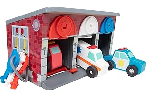 Melissa & Doug Wooden Keys & Cars Rescue Garage, Wooden Toys for 3 Year Old Boy Gifts, Toy Car Set & Emergency Services Station, Toddler Toy Cars for 3+ Year Old Boys & Girls 3 4 5 7
