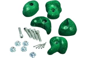 LITTLE DUCK BEAR LTD Dark Green Climbing Stones Grips Set of 5 Pieces + Hardware for Kids Climbing Frames or Tree Houses.
