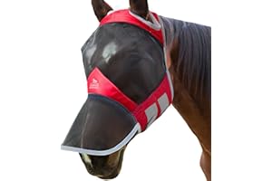 Harrison Howard CareMaster Pro Luminous Masque Anti-Mouches Protection Anti-UV avec Naseaux Rouge Pur-Sang (M)