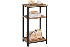 Yaheetech 75cm High Side Table with Storage Shelf & Strong Steel Frame, 3 Tier End Table Sofa Side Table for Small Spaces Living Room, Industrial Bedside Table Nightstand for Bedroom, Rustic Brown