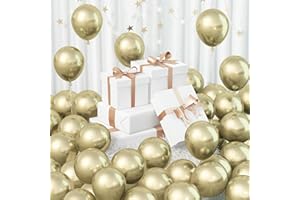 Jobkoo 60 Pcs Light Gold 5-Inch Metallic Chrome Balloons for Birthday, Valentine's Day, Anniversary, Wedding Party Decorations