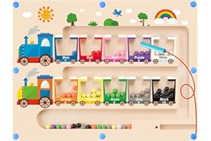 Montessori Spielzeug Magnetspiel Labyrinth ab 2 3 4 5 Jahre, Holzspielzeug Kinderspielzeug Lernspiele Busy Board, Magnet Spielzeug Kinder Motorikspielzeug Sortierspiel Geschenk für Mädchen Jungen