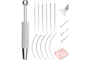 OUFER Ensemble de Pinces pour Piercing Acier Chirurgical Aiguille Guide de Perçage 16G 18G Pince pour Billes Outil de Piercing pour Ouvrir et Changer Accessoires de Kit pour Oreille, Nez, Lèvre