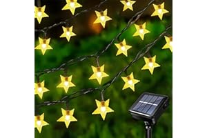 ACXILEXY Solarny łańcuch świetlny LED z gwiazdami, 100 diod LED, 8 trybów pracy, wodoszczelny, na balkon, do ogrodu, na Boże Narodzenie, do użytku wewnątrz i na zewnątrz