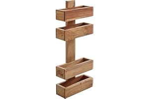 WOHNLING Revistero revistas Madera Acacia 2 de Almacenamiento de Soporte Resistente Diseño Folleto Titular del Estilo de país